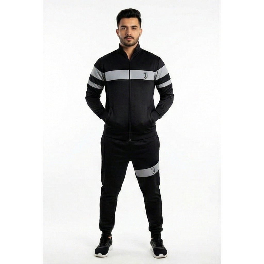 Black Suit with Grey Stripe