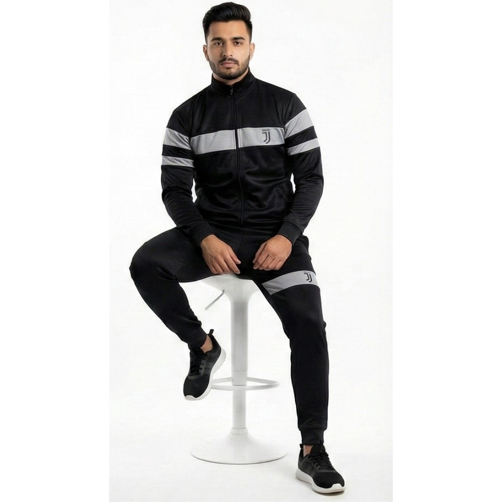 Black Suit with Grey Stripe