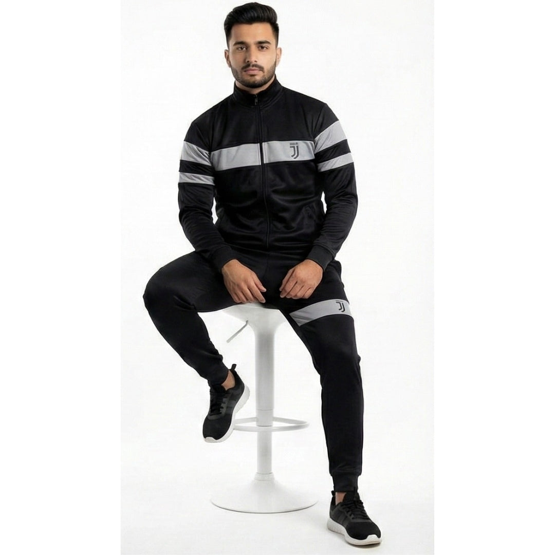 Black Suit with Grey Stripe