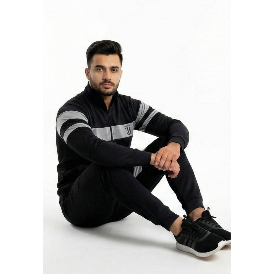 Black Suit with Grey Stripe