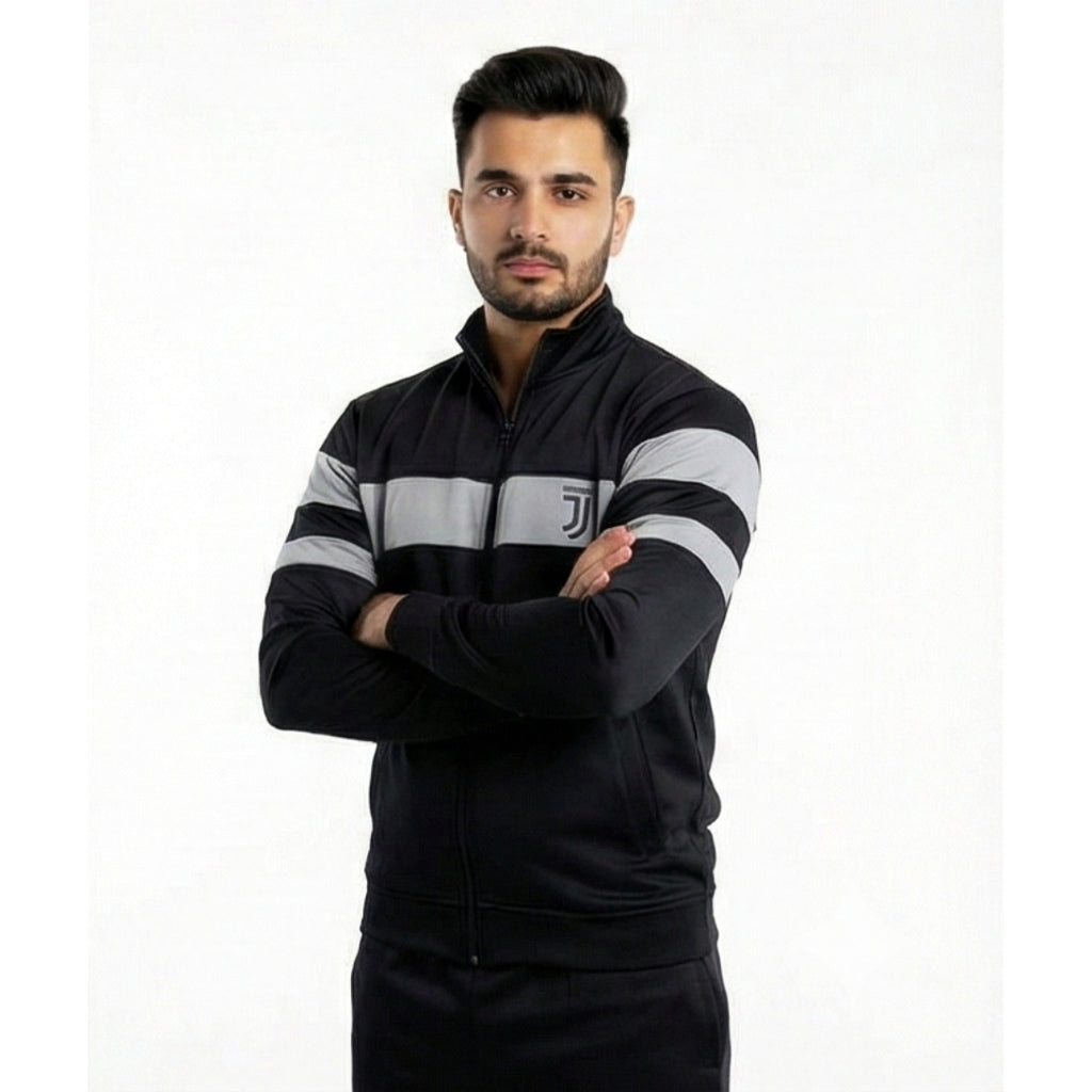 Black Suit with Grey Stripe