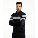 Black Suit with Grey Stripe