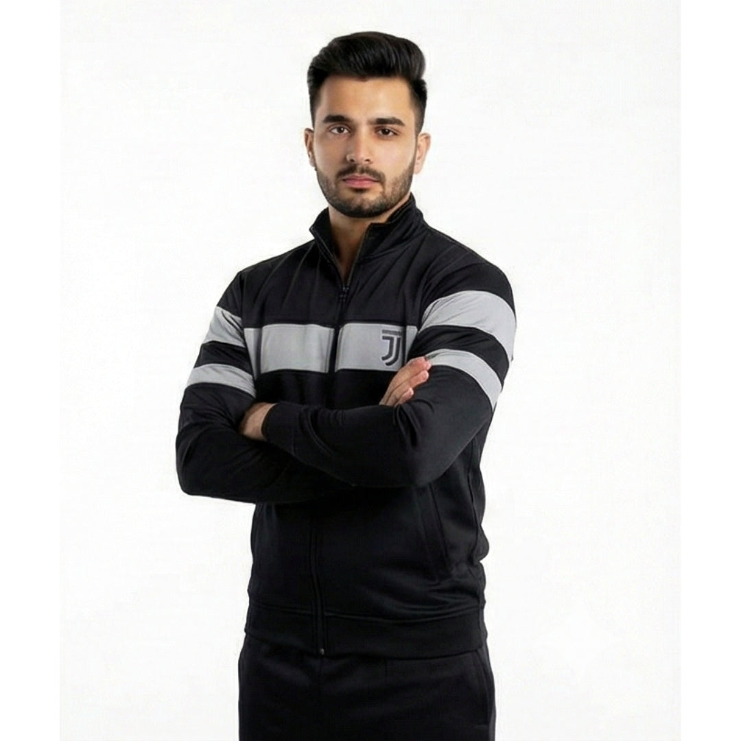 Black Suit with Grey Stripe