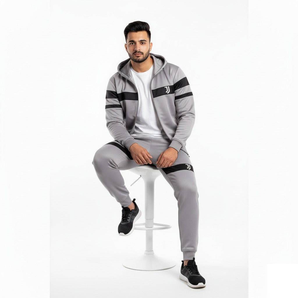 Black Suit with Grey Stripe